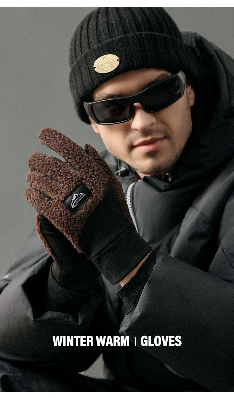 Winterwarme Herren, verdickter Plüsch, wind- und kältebeständig, Touchscreen-Strickhandschuhe für Outdoor-Radfahren, DY54_voghion.com