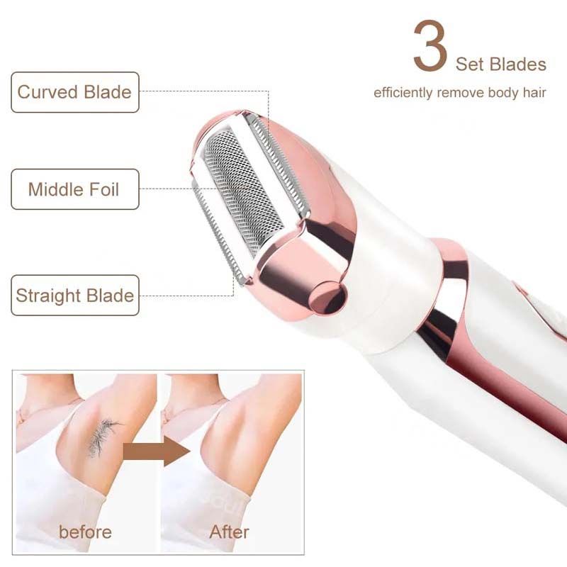 Rechargeable 4 In 1 Women Hair Removal Shaver Device Epilator Female Shaving hine Eyebrow Nose Electric Trimmer Razor_voghion.com
