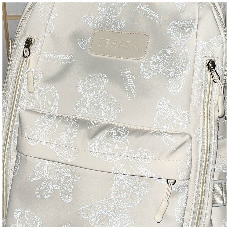 Zaino da donna stampato con simpatico cartone animato e orso riflettente, per studenti delle scuole medie e superiori, zaino di grande capacità, versatile per esterni_voghion.com