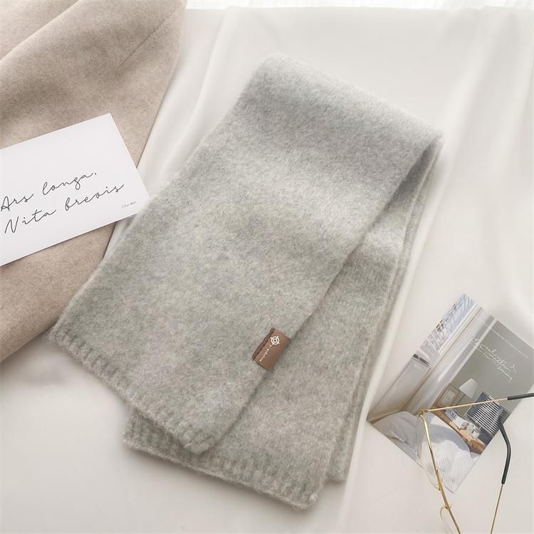 2025 New Trendy And Easy To Match Small Scarf Women's Autumn And Winter Soft Waxy Knitted Imitation Cashmere Neck Protection Scarf_voghion.com