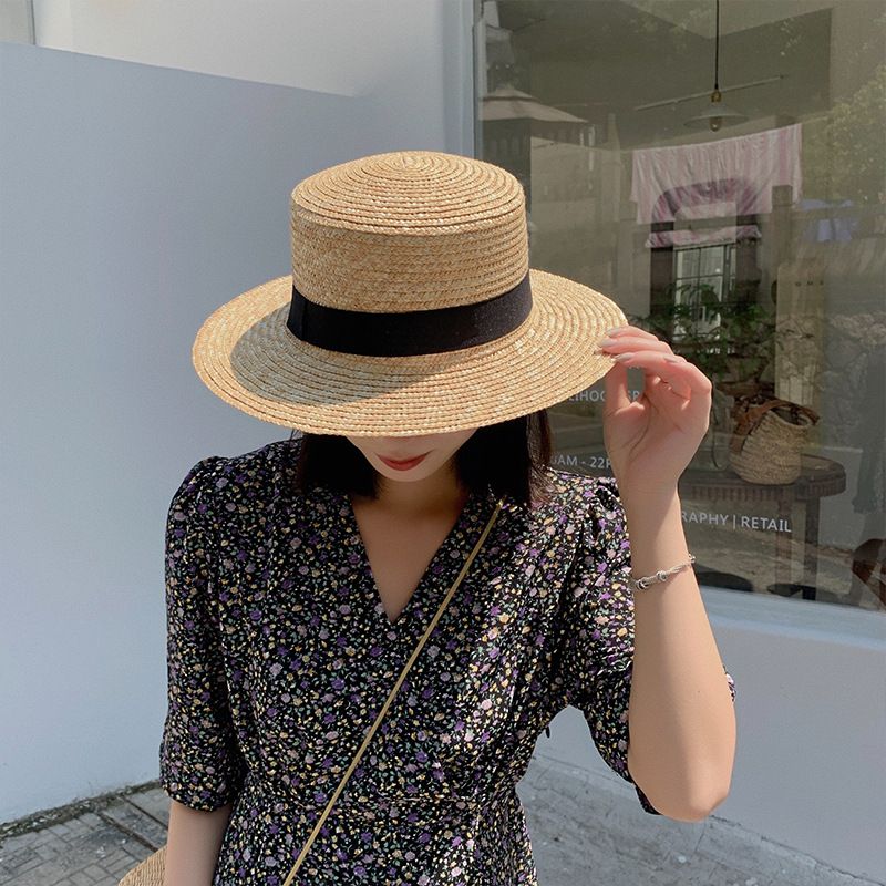 Fashion Fashion Classical Beach Ribbon Bowknot Boater Wide Brim Summer Sun Hats for Women Ladies Wheat Straw Cap Kentucky Derby Hat_voghion.com