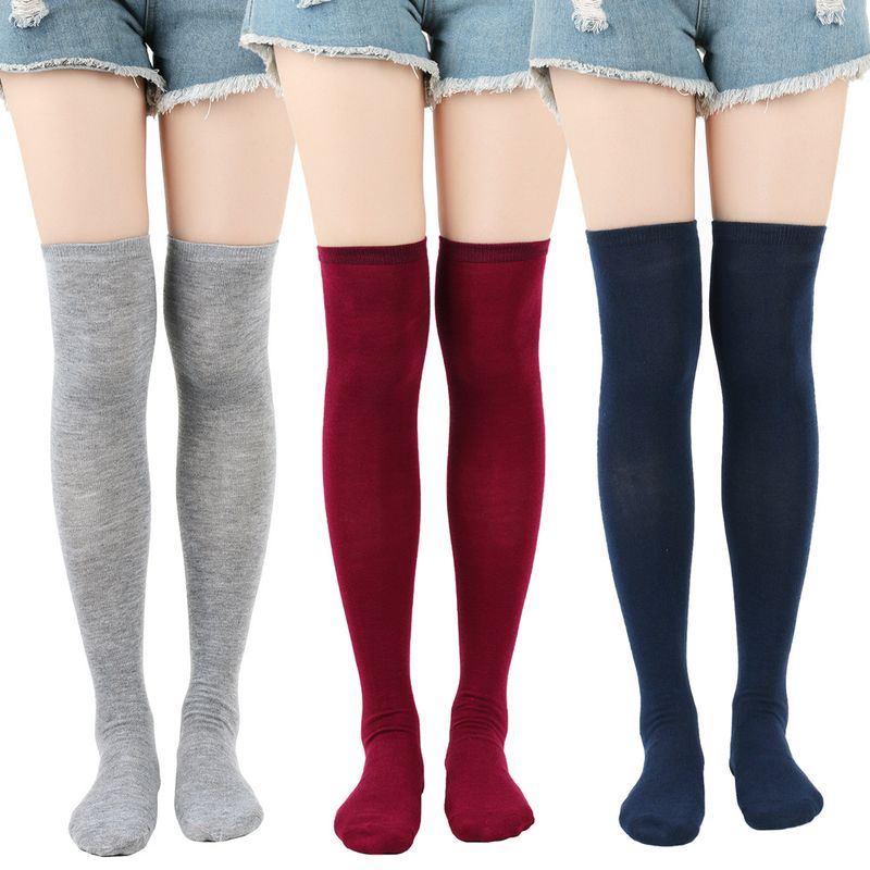 Unisex Solid color over knee socks Student long socks Dance socks Ladies show Sock Dance party high socks_voghion.com