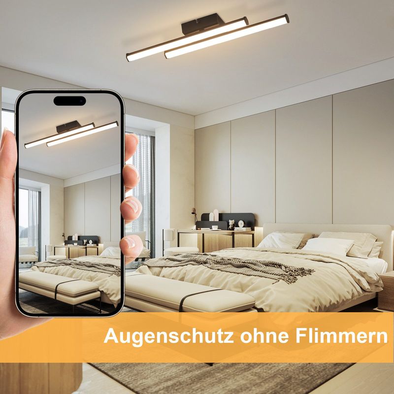 Glitzerlife Deckenleuchte Schwarz Deckenlampe Wohnzimmer - Moderne 12W Schlafzimmerlampe 3000K Küchenlampe Innen Design Warmweiß Licht LED Deckenbeleuchtung_voghion.com