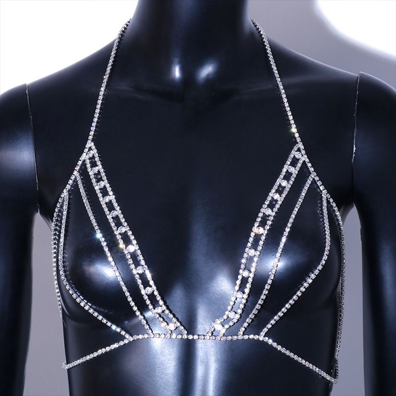 Neue Strass Brustkette für Frauen Sexy Fashion Plaid Einfache Brust Unterwäsche Zubehör Kette_voghion.com