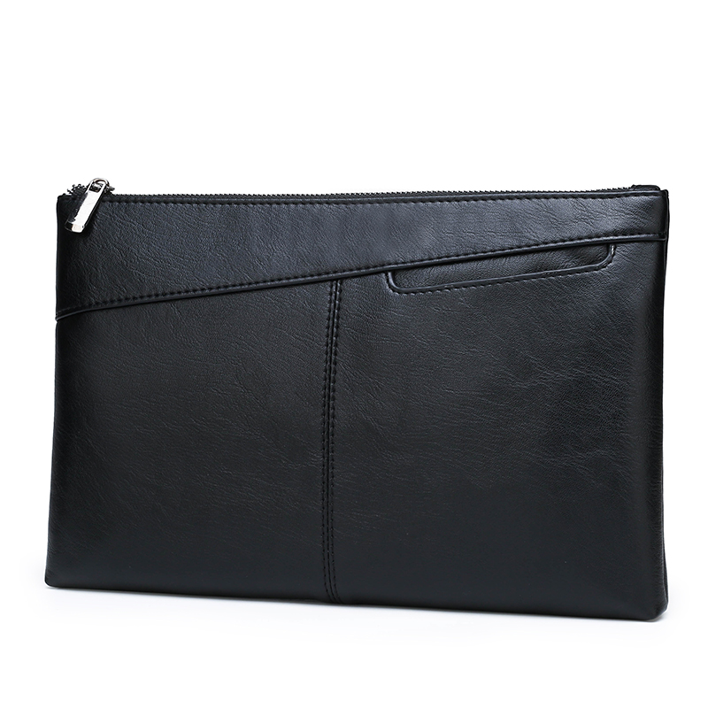 Große neue Markentasche, schwarze Herren-Klassiker-Kupplung, Kapazitätstasche, Lederhandtasche, Ledertasche, modischer Umschlag_voghion.com
