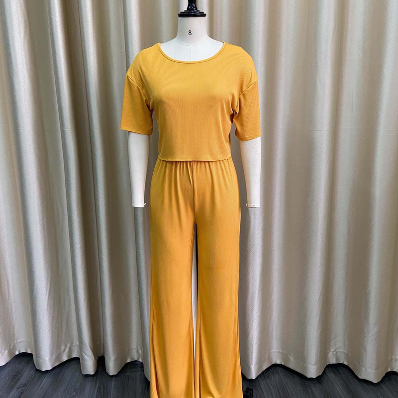 Women's short-sleeved pit strip solid color casual fashion large size_voghion.com