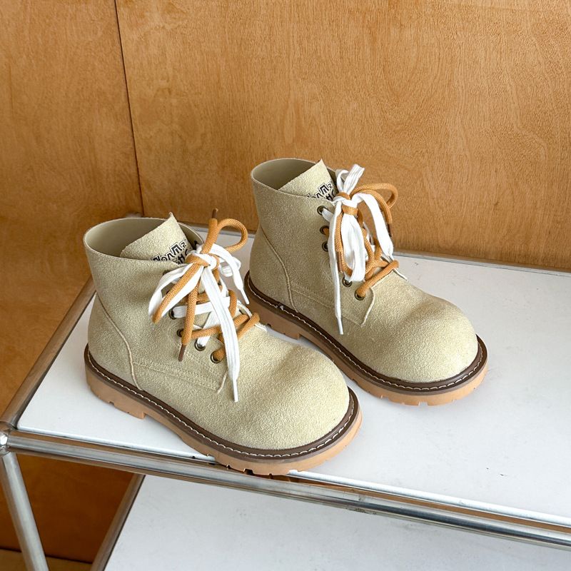 Stivali Martin alla moda autunno/inverno, nuovi stivaletti bassi in pelle scamosciata con lacci e suola piatta da donna_voghion.com