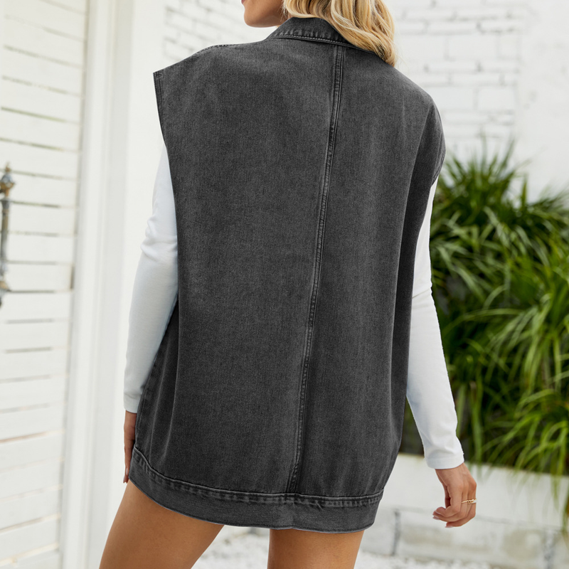 gilet in denim canotta spalla gilet senza maniche in denim di tendenza della moda femminile_voghion.com