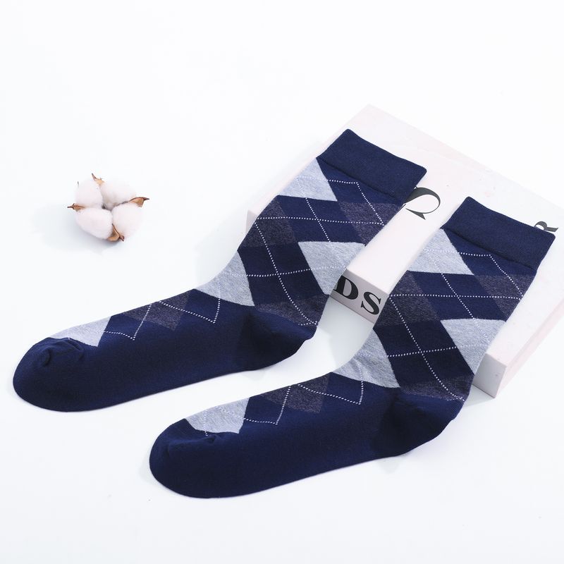 Women's Socks Large Size Diamond Stripes Solid Color Business_voghion.com