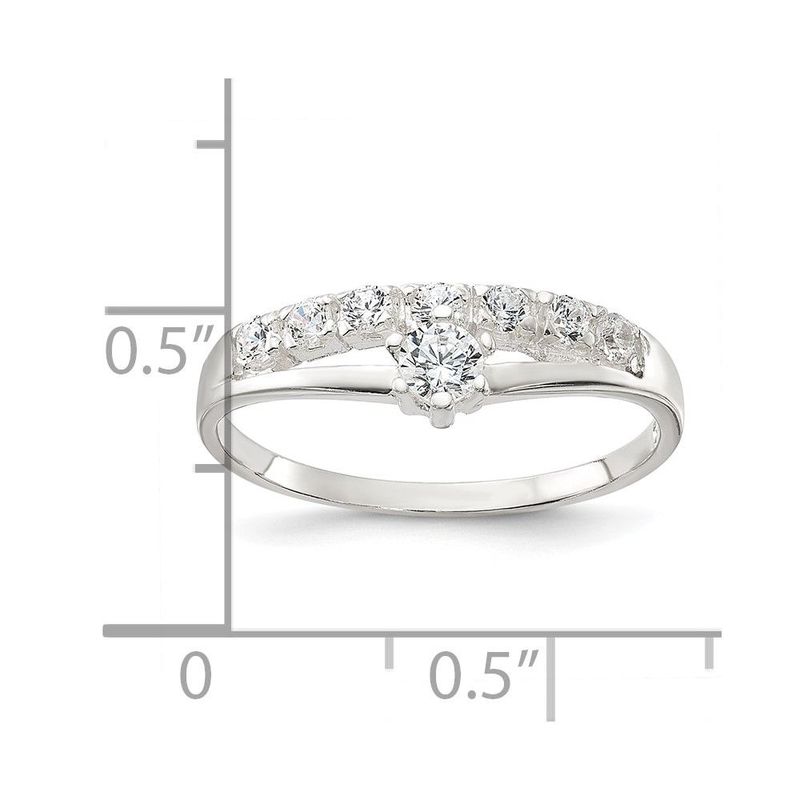 Sterling Silver Row And Solitaire CZ Ring_voghion.com