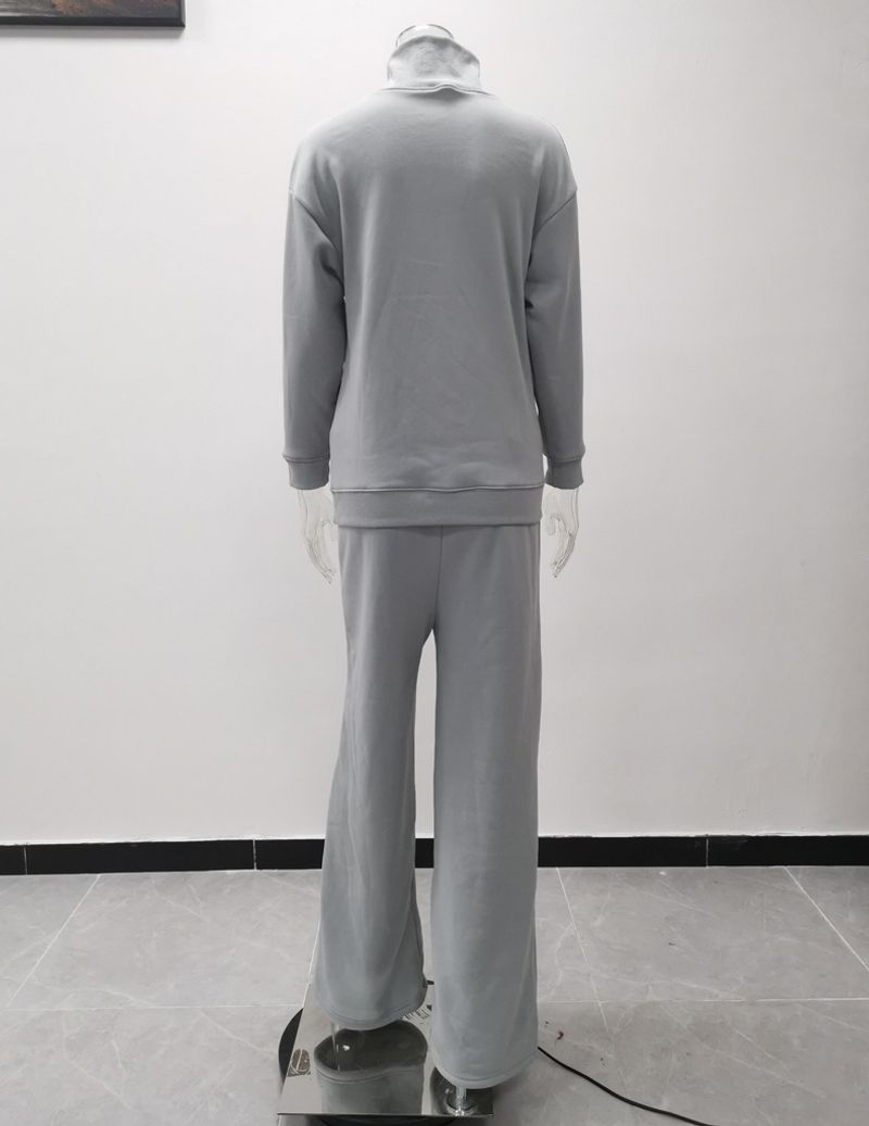 Kadın Giyim Yeni Örme Dantel Up Moda Rahat Takım Elbise Kadınlar için İki Parçalı Set_voghion.com