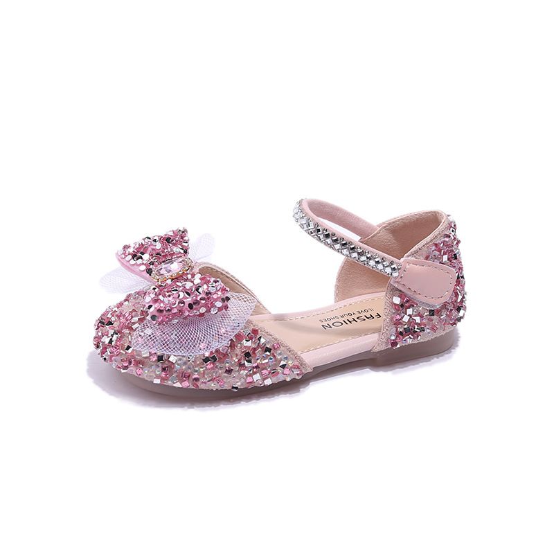 Baotou-Sandalen für Mädchen, kleine Leder-Kristallsandalen für Kinder, Frühling/Sommer 2024, Schleife für kleine Mädchen, weiche Sohle_voghion.com