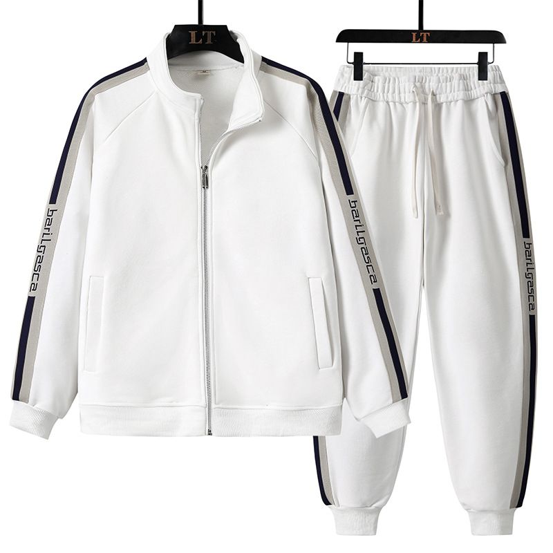 Men's autumn and winter two-piece trendy cardigan hoodies, casual sports set, men's full set of youth upper pants_voghion.com