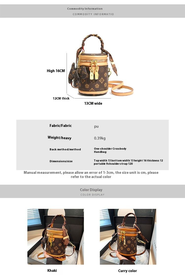 Borsa a secchiello stampata per donna 2024 borsa alla moda borsa a tracolla cilindrica versatile tendenza_voghion.com