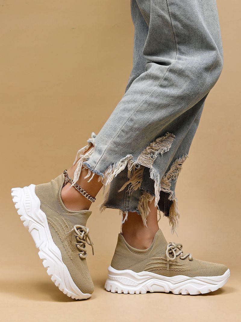 Plus Size Women's Breathable Sock Sneakers Slip-On Lazy Shoes_voghion.com