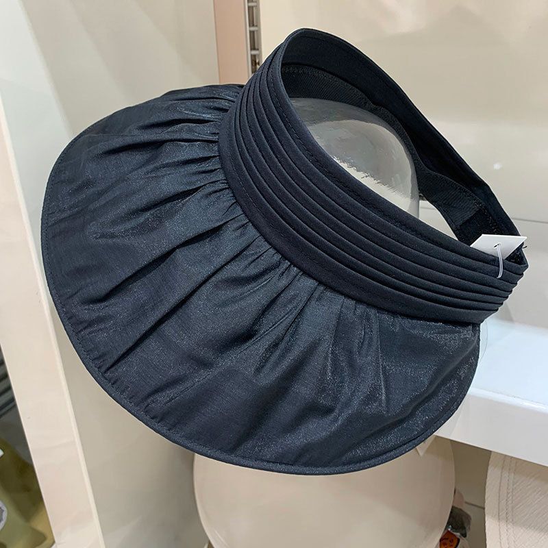Summer Seersucker Pleated Sun Protection Sun Hat Women's Hat UV Protection Foldable Versatile Elegant Empty Top Sun Hat_voghion.com