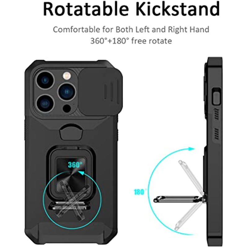 Case For IPhone 16 15 14 13 12 11 Pro Max Plus XR X XS 8 7 Heavy Duty Protection With Sliding Camera Cover And Card Clip Cover_voghion.com