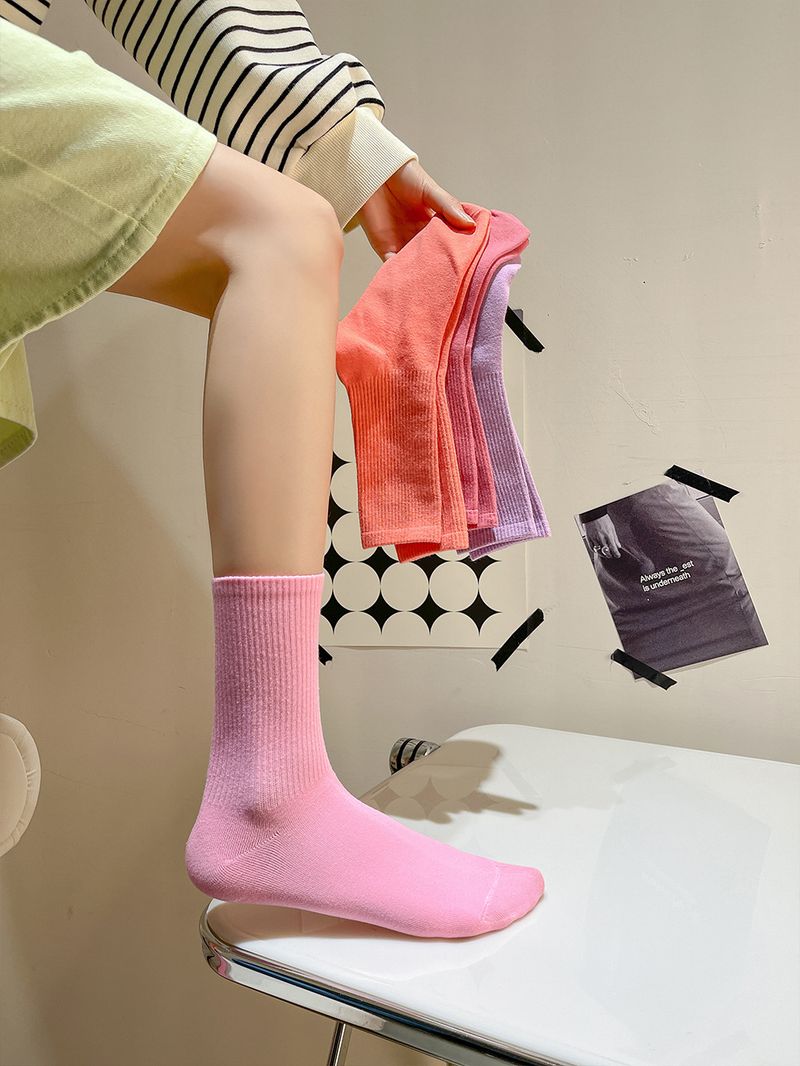 50 färgade strumpor kvinnor vår och sommar höga elastiska långa strumpor japanska studentfärgade långa damer enfärgade bomullsstrumpor_voghion.com