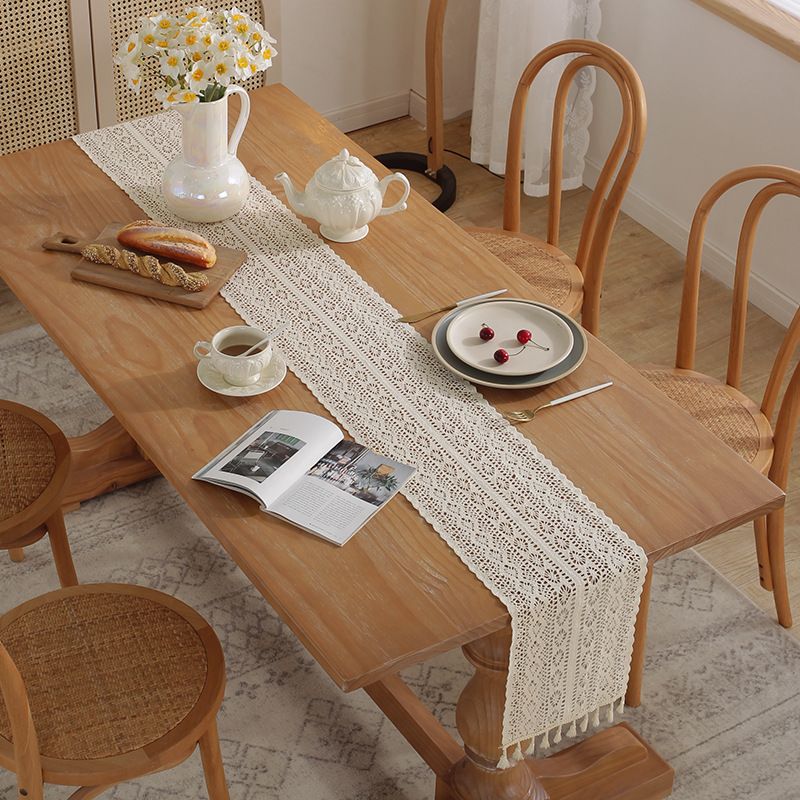 Henggang Tischdecke im amerikanischen Landhausstil, handgewebt, Streifen, Kaffeetuch, Teematte, Baumwollleinen, künstlerischer Tischläufer_voghion.com