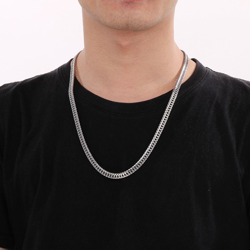 Collier en acier inoxydable pour homme, style hip-hop, chaîne fouet tressée, tendance, avec boucle_voghion.com