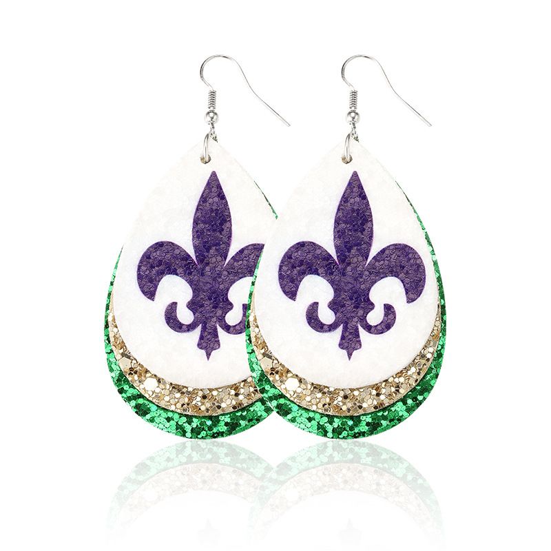 pendientes de pelota, pendientes de rugby, pendientes de pelota con purpurina y lentejuelas, pendientes de cuero de colores_voghion.com