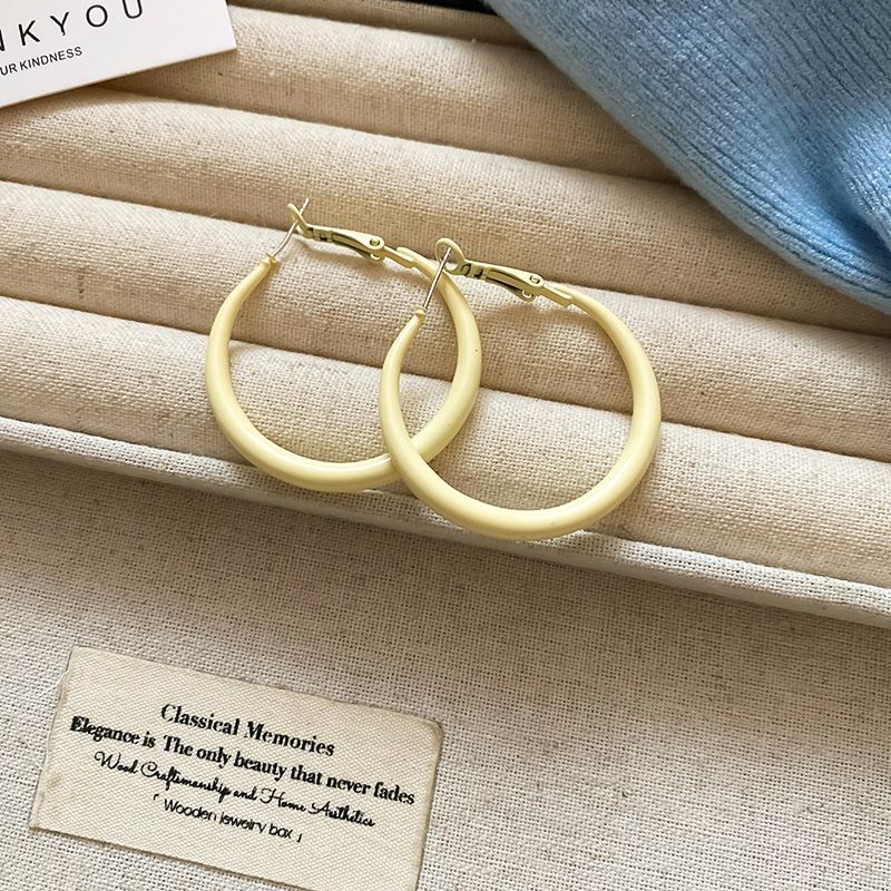 Silver Needle Smooth Round Plain Circle Temperament, Dopamine Earrings For Women With A Niche High-end Accessory_voghion.com