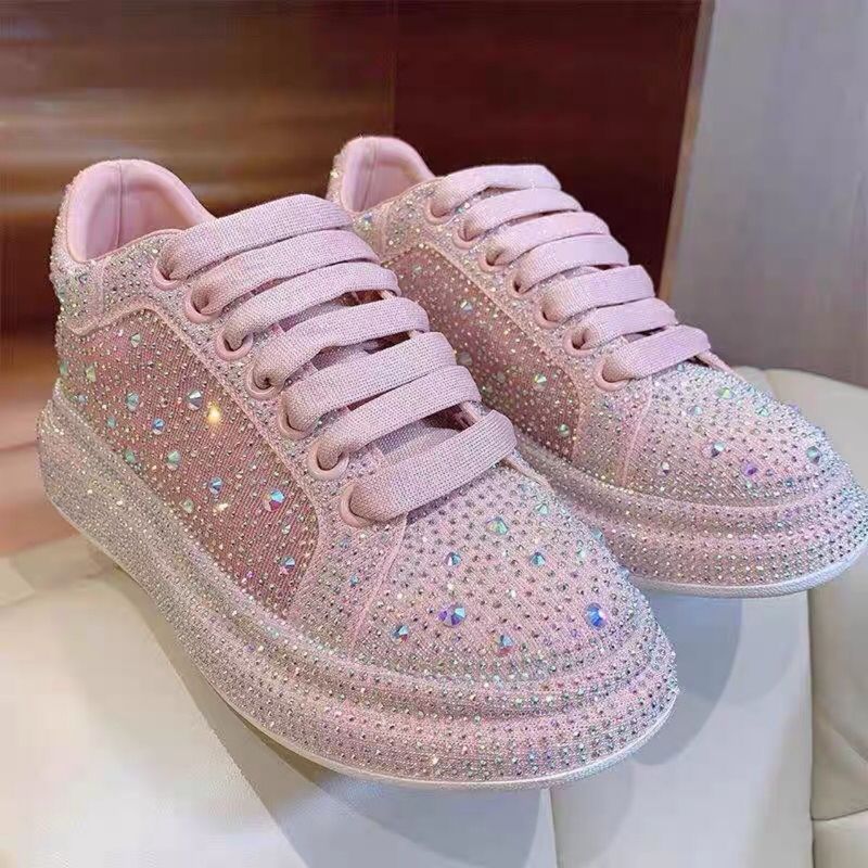 2022 Spring New Breathable Mesh Crystal Transparent Full Diamond Trendy Shoes Fashion Versatile Women's Extra Large Size_voghion.com