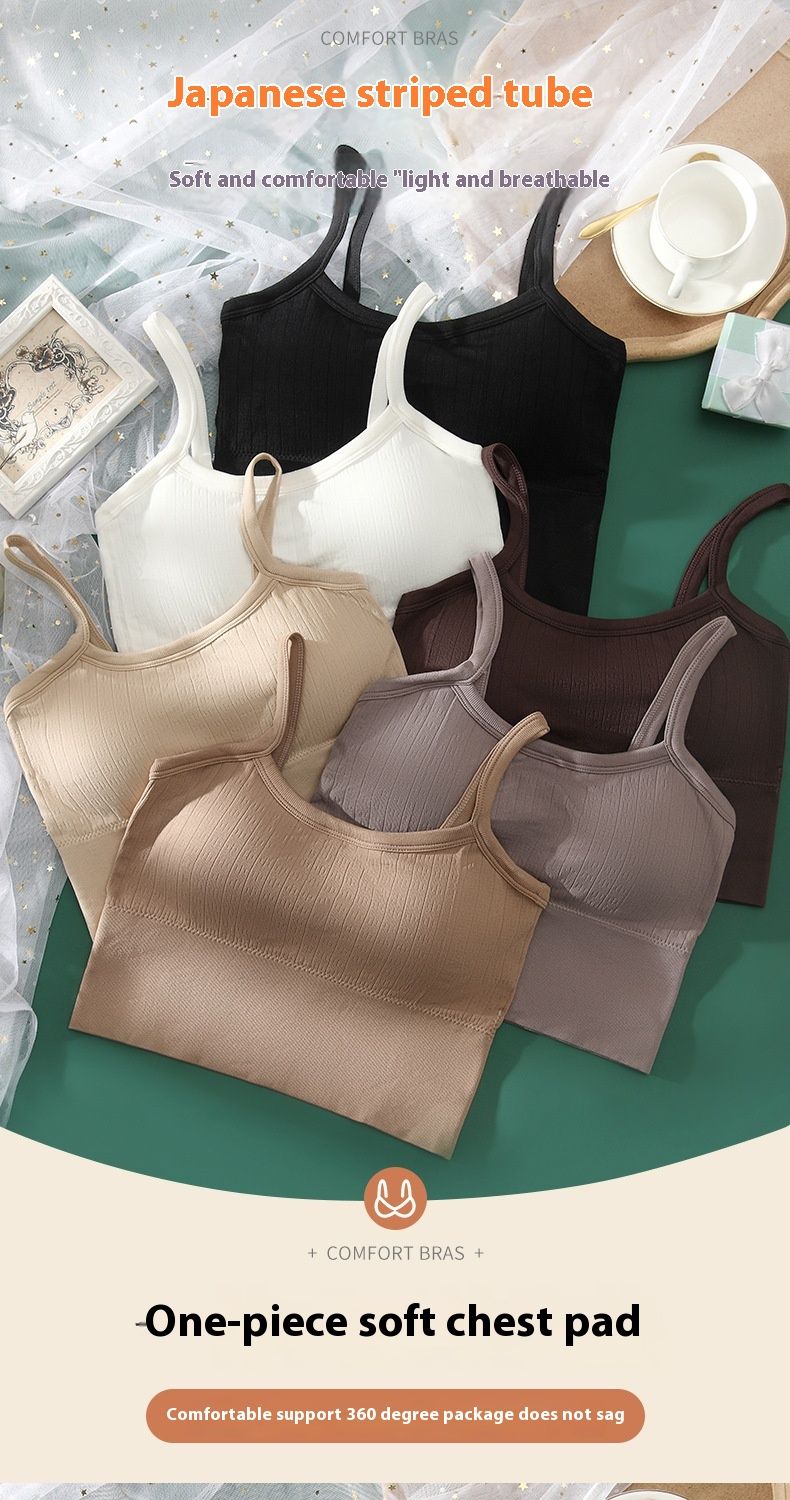Espalda de amoníaco color piel sin costuras, envoltura de pecho, deportivo sin tirantes, chicas sin marcas, antideslumbrante, base transpirable, camisola_voghion.com