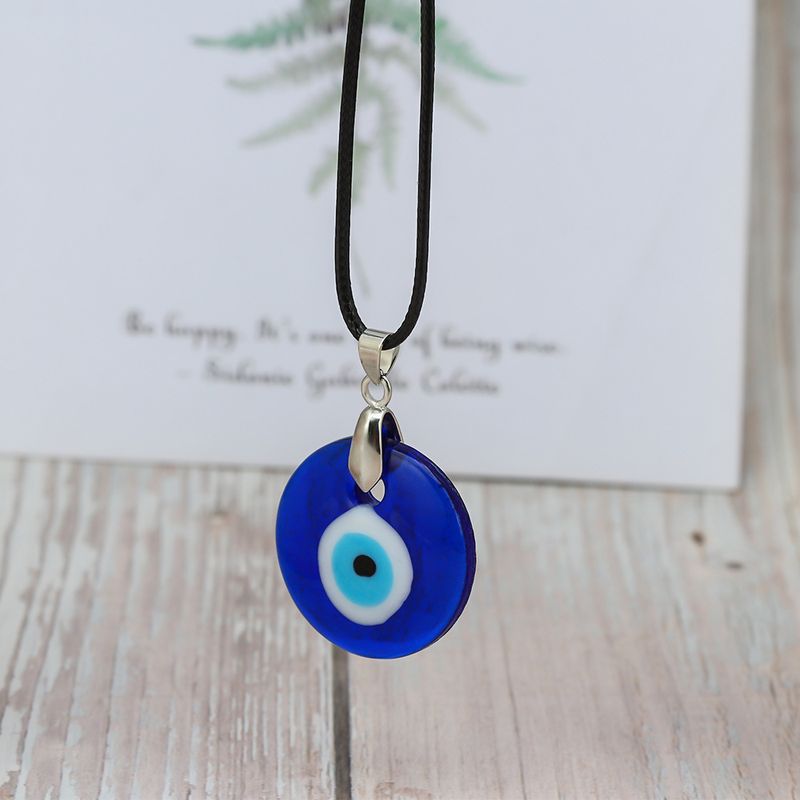 Evil Eye Men's And Women's Necklace Glass Pendant Accessory Wax Cord Simple_voghion.com