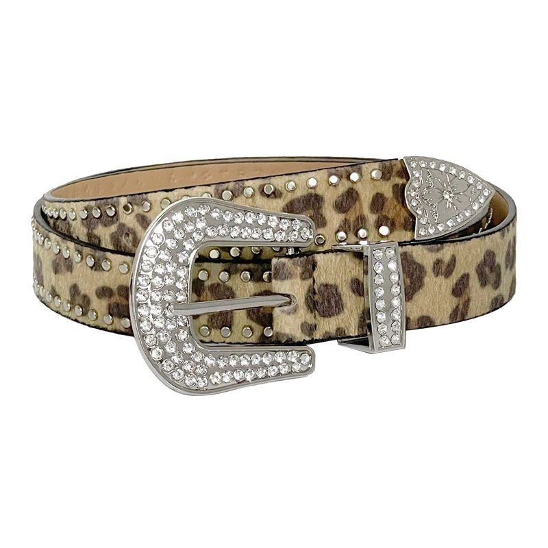 Fashion Rivet Rhinestone Gothic Subculture Leopard Print Jeans Shiny Hot Girl Belt Y2K Punk Decoration_voghion.com