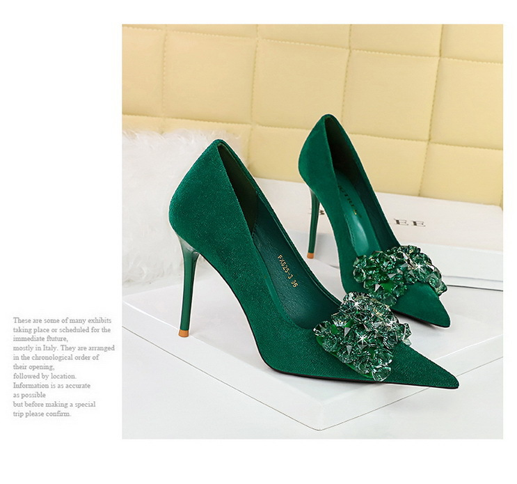 Banquet High Heels Women's with Thin Heels, Suede, Shallow Mouth, Pointed Water Diamond Bow Single Shoes_voghion.com