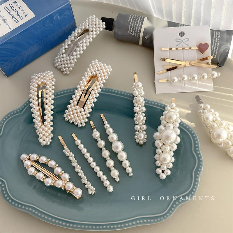 Pearl Hair Clip Headpiece Hairclip Female Internet Celebrity New Type One Word Clip Side High end Exquisite Hair Accessories_voghion.com