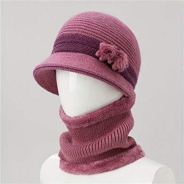 Winter Knitted For Middle-aged Elderly Women, Mom's Rabbit Fur Hat, Thickened And Fleece-lined, Grandma's Warm Wool Hat_voghion.com