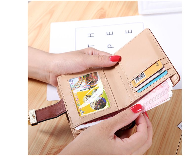 New Korean Style Short Wallet Women's Zipper Buckle Hollow Leaves Small Wallet Card Holder_voghion.com