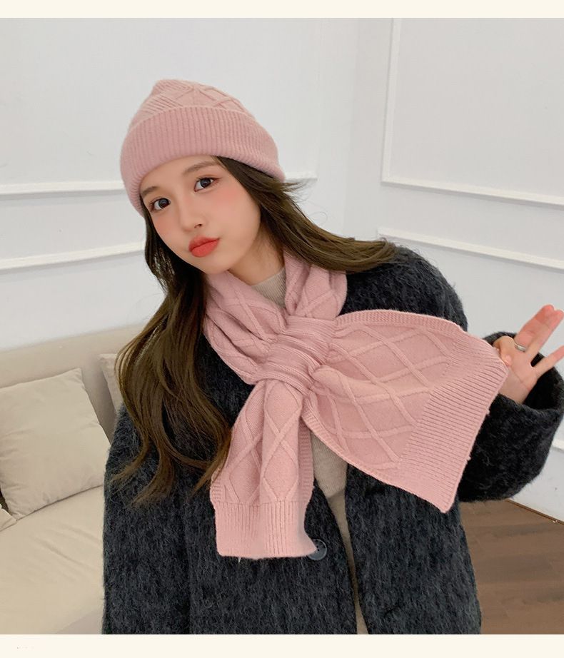 2024 Neues Herbst-Winter-Set für den Außenbereich, warm und kältebeständig, Strickmütze, Kreuzschal_voghion.com