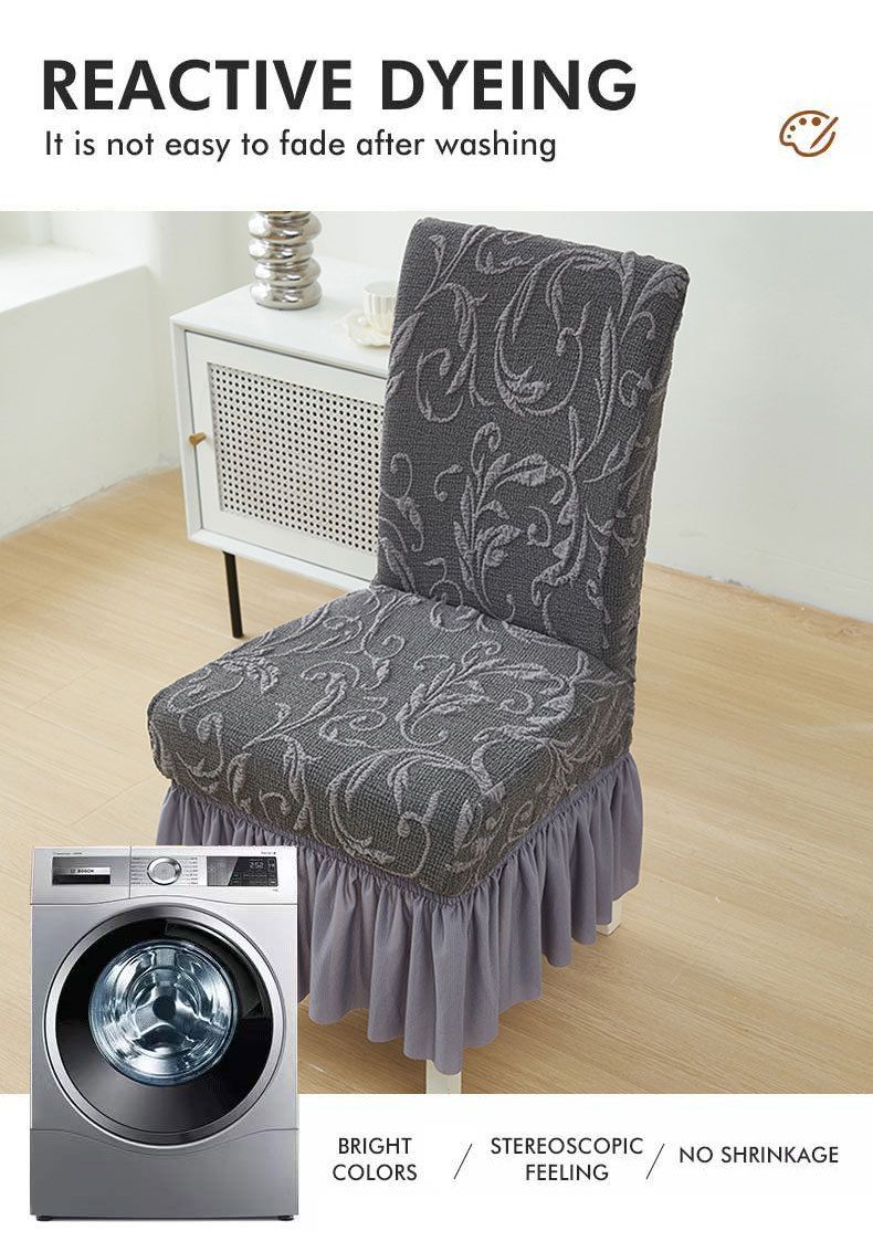 Jacquard Knit Elastic Chair Covers Set - Slip-Resistant, Universal Fit For Home & Hotel, 5 Elegant Colors_voghion.com