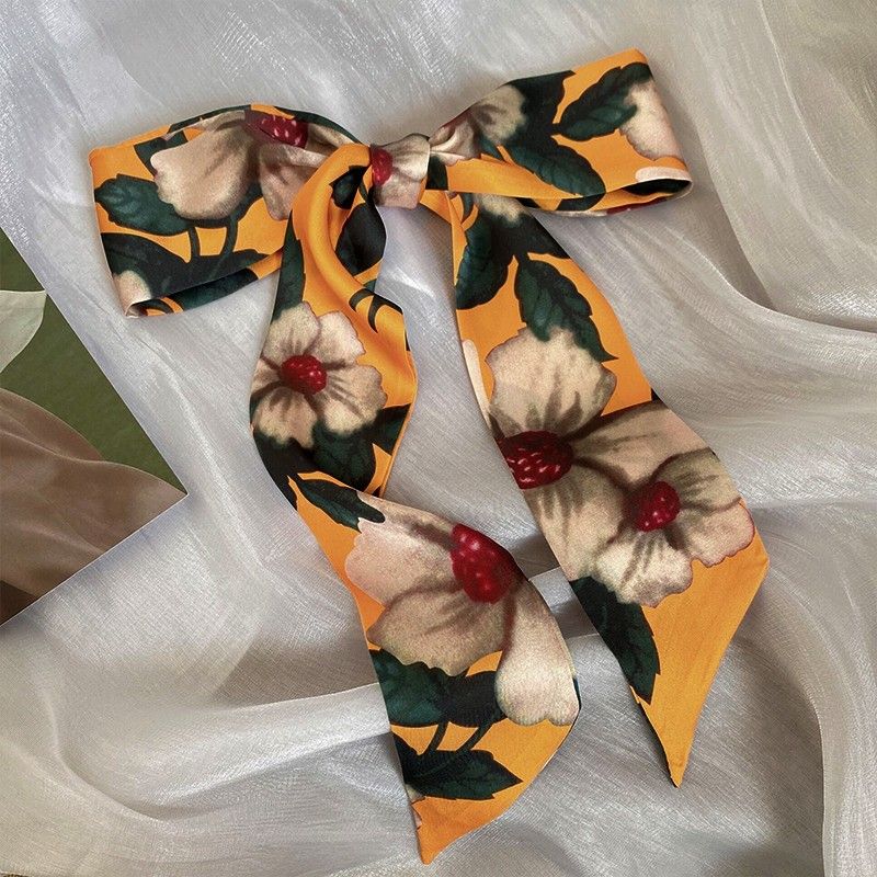 Fascia per capelli lunga dipinta a olio, stile, temperamento alla moda in stile occidentale, piccola sciarpa, striscia lunga primaverile e autunnale,_voghion.com