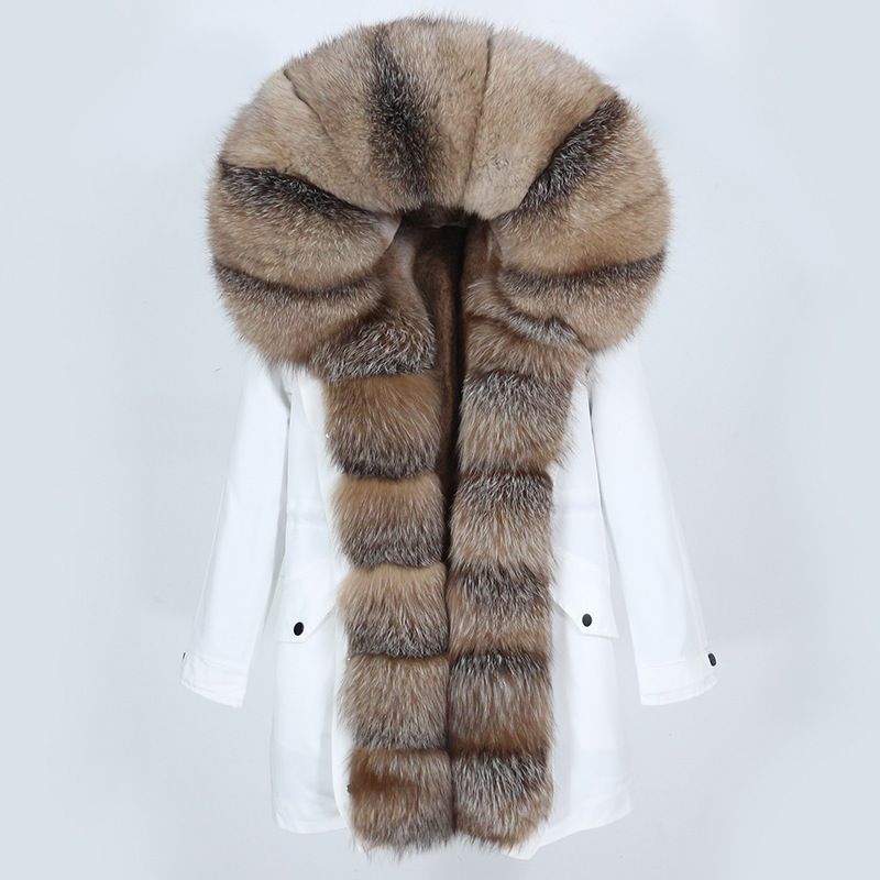 Naisterõivad Parker Fur Winter eemaldatava voodriga keskmise ja pika rebase karusnahast mantel_voghion.com