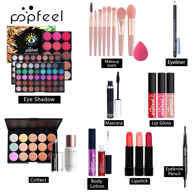 Makeup Sets Wholesale Eye Shadow Lip Gloss Foundation Lipstick Concealer Beginner Studio Makeup Combination Set_voghion.com