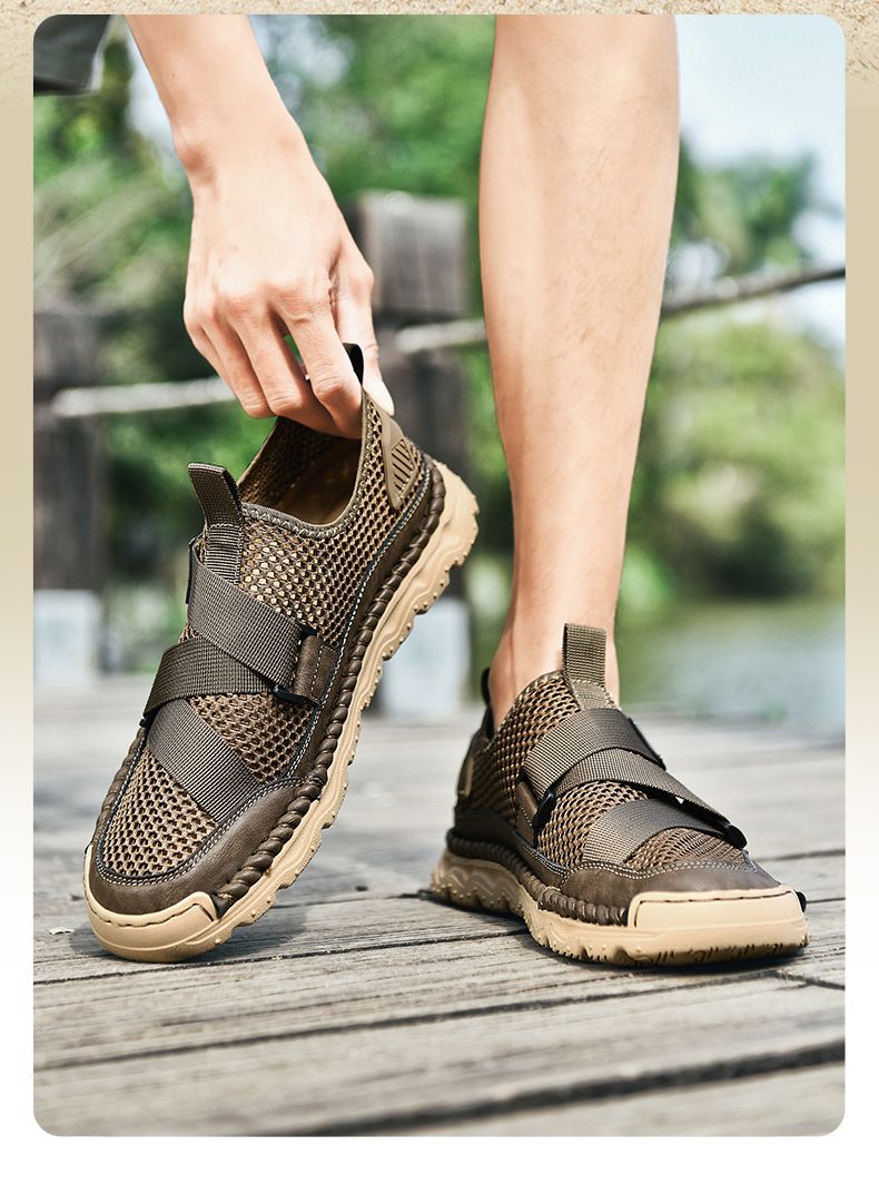 Nuove scarpe da spiaggia estive oversize di fascia alta, sandali, antiscivolo, streaming cucito a mano, scarpe da uomo_voghion.com