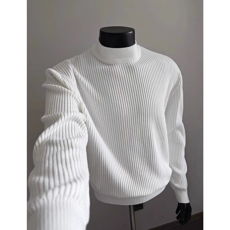 Maglione a collo alto a coste da uomo – Pullover oversize in maglia Cleanfit, misto cotone traspirante per abbigliamento casual e a strati (7 colori, dalla M alla 4XL)_voghion.com