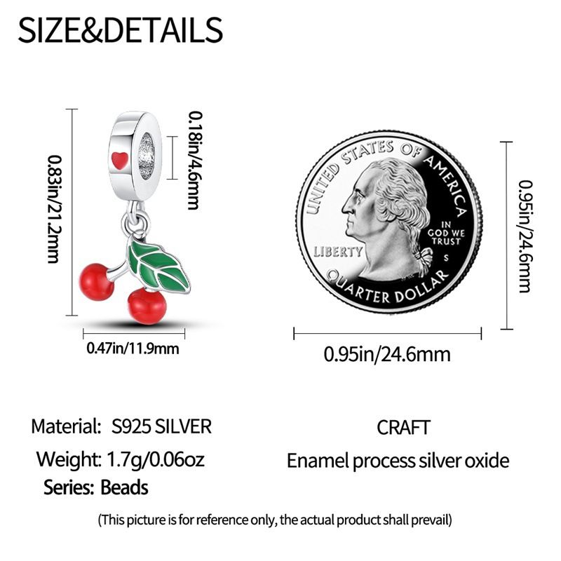 Gioielli da donna in argento placcato rame bianco 925, serie di frutta, ciondolo a forma di avocado e ciliegia, bracciale con perline fai da te Panjia, regalo_voghion.com