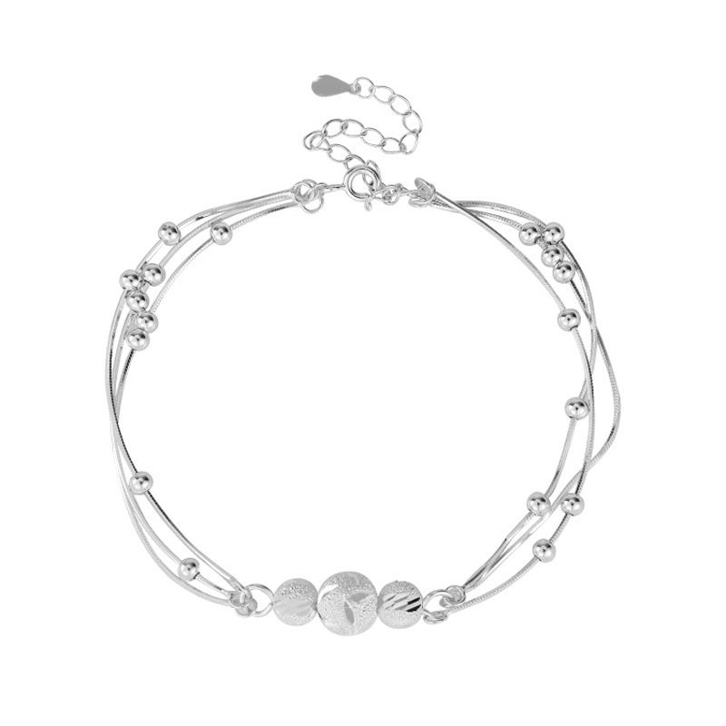 2024 New Lives Three Worlds Dreilagiges Fußkettchen Damen, leichte Luxusnische, exquisites High-End-Gefühl, Glücksperlen-Geschenk für_voghion.com