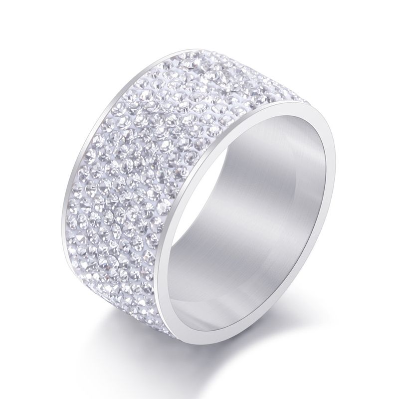 Anello da uomo in titanio con diamanti intarsiati, versatile e alla moda, 8 file con diamanti, in acciaio inossidabile, da 12 mm_voghion.com