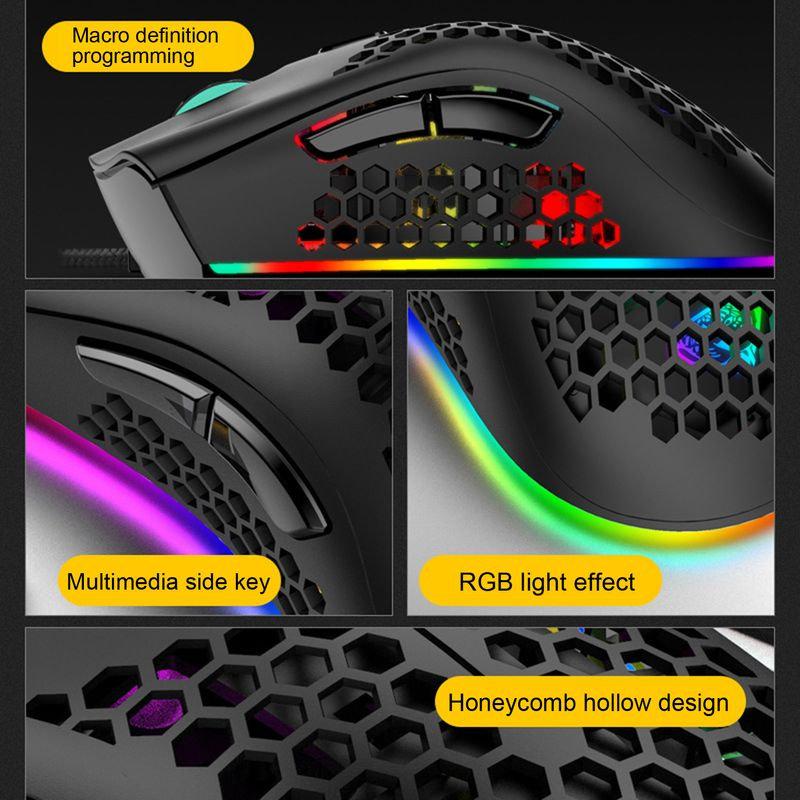 Farfi G905 Mouse cablato Cavo a nido d'ape Regolabile DPI Programmabile 7200 DPI Mouse da gioco per desktop_voghion.com