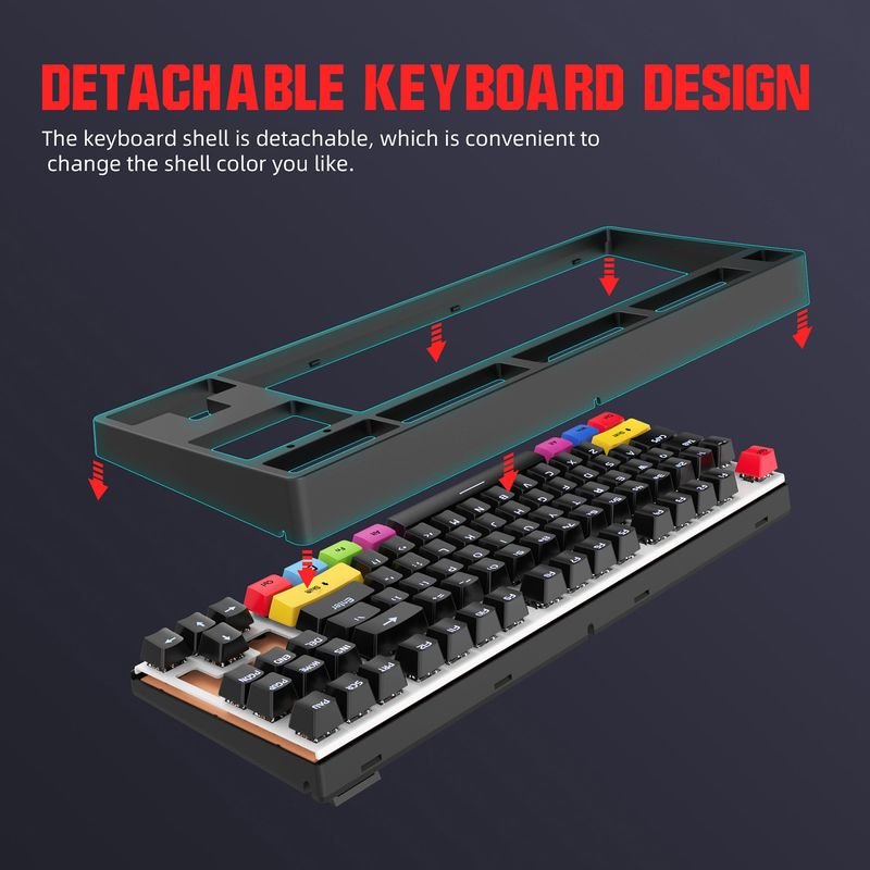 Farfi Mechanische N-Key Rollover Red Switch Ergonomische 87 Tasten E-Sport Kabelgebundene Tastatur für Windows 10/8/7/XP_voghion.com