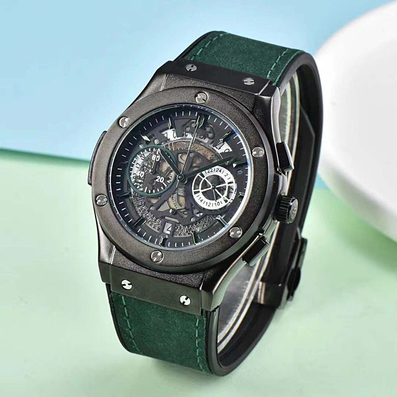 Nuovo orologio da uomo semplice, leggero, di lusso, alla moda, con scheletro, quadrante europeo, multifunzione, sei lancette, secondi continui, al quarzo_voghion.com