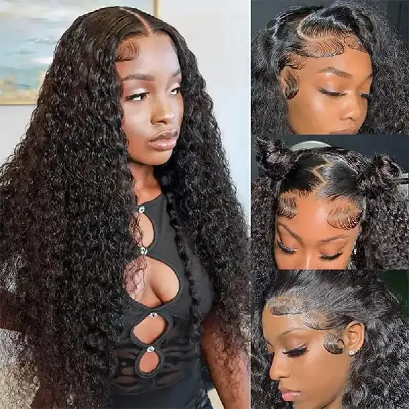 Peluca de cabello humano con cierre de encaje suizo, onda de agua, encaje 360, densidad 180, prearrancada_voghion.com