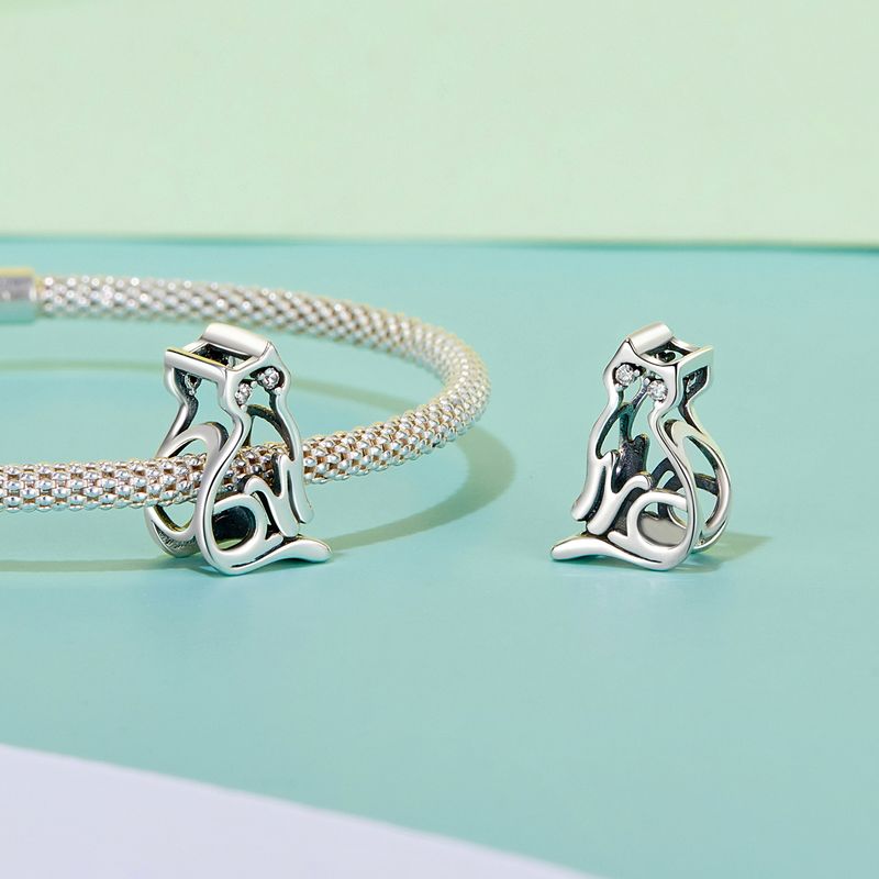 Charme de gato vazado em prata esterlina, SCC2954_voghion.com