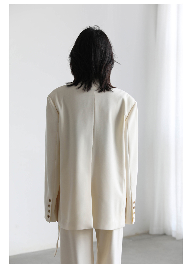 CHIC VEN Women Blazer Design Wide Shoulder Ribbon Solid Women's Medium Long Coat Office Lady Female Overcoat Spring_voghion.com